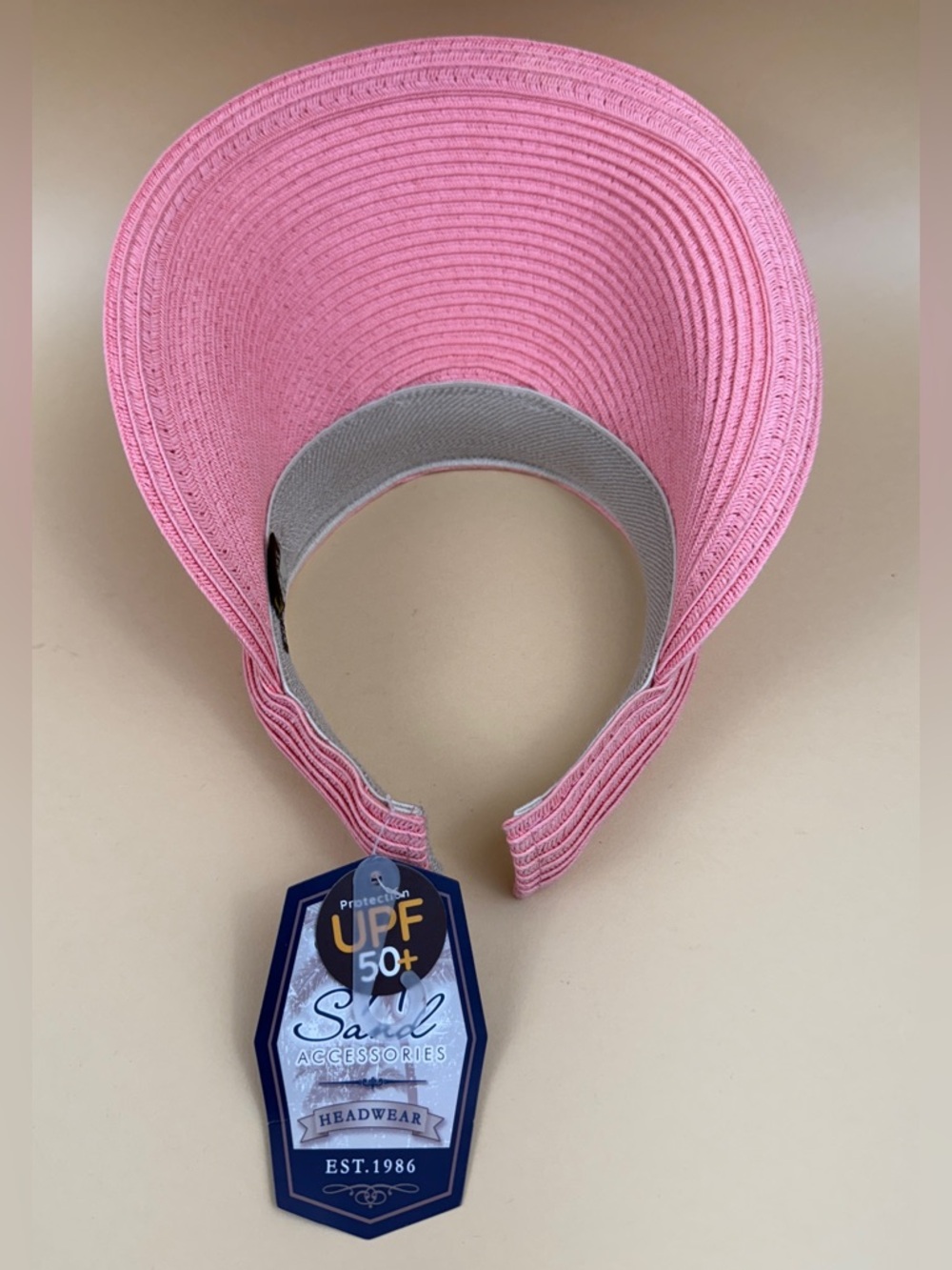 NWT Sun 'N' Sand Women's Pink Straw Sun Visor UPF 50+ Protection Beach Golf Hat - Picture 3 of 6